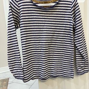 Mini Boden Girls Navy and Cream Striped Top - 5/6